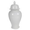 Decorative Porcelain Ginger Jar with Finial Lid, Large, White