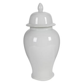 Decorative Porcelain Ginger Jar with Finial Lid, Large, White
