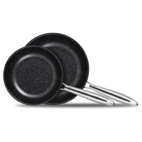 homgeek Frying Pan Set, Nonstick Skillet Made of 410 Stainless Steel with Professional Nonstick Coating, Induction Compatible Bottom and Ergonomic Hea