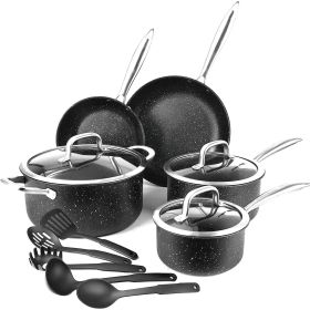 Nonstick Stainless Steel Cookware set for Kitchen, Scratch-Resistant Durable Nonstick Milk Pot Frying Pans and Soup Pot with Stay Cool Handles & Tempe