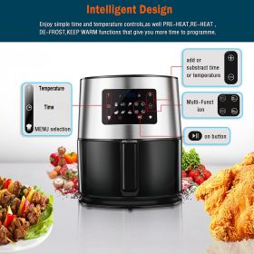 6.3QT 1700W Stainless Steel Air Fryer Oven For Roasting Multi-function Screen