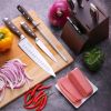 Cutting Tool Set homgeek 8 Pieces Kitchen Cutting Tool Block Set with Sharpener German 1.4116 Stainless Steel Blade Pakka Wood Handle and Kitchen Scis