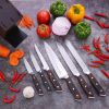 Homgeek 7 Pieces Cutting Tool Set with Block Kitchen Cutting Tool Set with German 1.4116 Stainless Steel Blade Ergonomic Pakka Wood Handle and Rubberw