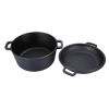 2 in 1 Seasoned Cast Iron Double Dutch Oven Combo Cooker