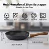(Do Not Sell on Amazon) Frying Pan Set 3-Piece Nonstick Saucepan Woks Cookware Set,Heat-Resistant Ergonomic Wood Effect Bakelite Handle Design,PFOA Fr