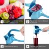 Manual Citrus Juicer, Heavy Duty Hand Press Lemon Squeezer, Metal Aluminum Alloy Juice Squeezer for Lime Orange Apple Fruit (Blue)