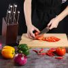 Homgeek 7 Pieces Cutting Tool Set with Block Kitchen Cutting Tool Set with German 1.4116 Stainless Steel Blade Ergonomic Pakka Wood Handle and Rubberw