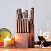 Kitchen Knife Sets, Cookit 15 Piece Knife Sets with Block for Kitchen Chef Knife Stainless Steel Knives Set Serrated Steak Knives with Manual Sharpene