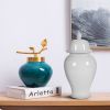 Decorative Porcelain Ginger Jar with Finial Lid, Large, White