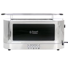 Russell Hobbs Stainless Steel 2 Slice Long c with Black Glass Accent