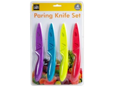4 Pack Colorful Paring Knife Set with Protective Covers