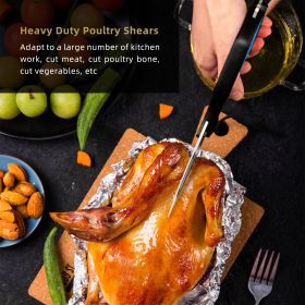 Kitchen Scissors, Cookit Kitchen Shears Heavy Duty Stainless Steel Chef Shears Utility Come Apart Food Shears for Chicken Poultry Fish Meat Vegetables (Color: Black)