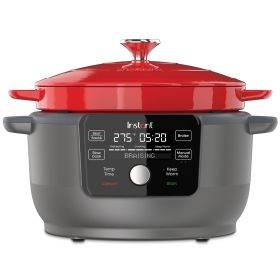 Instant Electric Precision Dutch Oven, 5-in-1: Braise, Slow Cook, Sear/SautÃ©, Cooking Pan, Food Warmer, Enamel Coated, Cast Iron, 6-Quart, 1500W, Red (Color: Red)