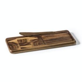 Cheeseboard with Knife (Color: Brown, Material: acacia wood)